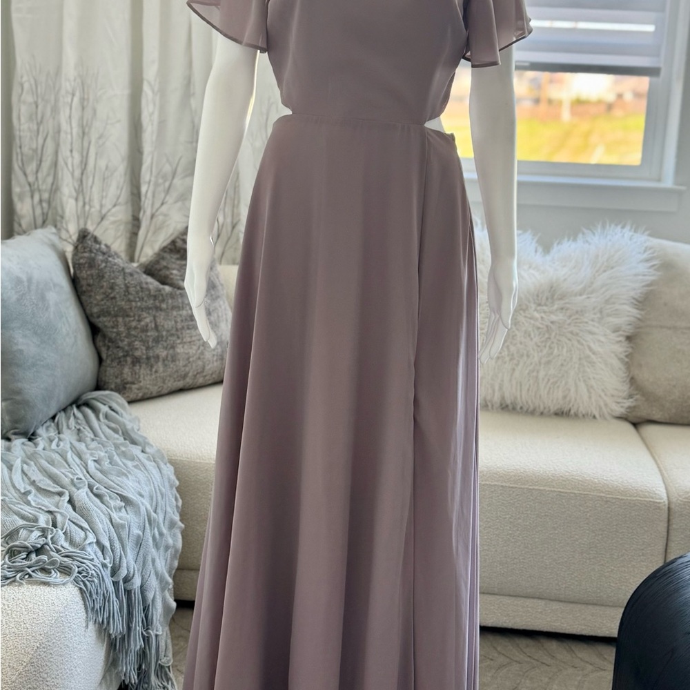 Lulu's Purple Flutter Sleeve Maxi Gown